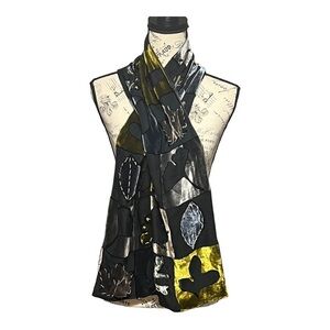 Elaine Gold for XIIX Leaf Print Patchwork Scarf